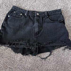 Missguided Black Distressed Denim Cutoff Shorts